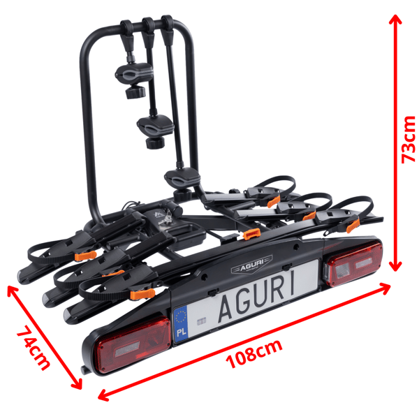 Aguri Active Bike Pro 3 cykelstativ til 3 cykler, sort, foldbar