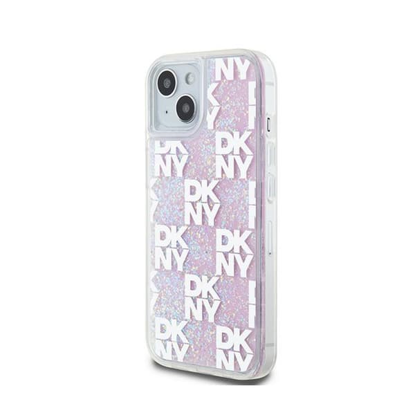DKNY Liquid Glitter Multilogo - iPhone 15 / 14 / 13 cover (lyserød)