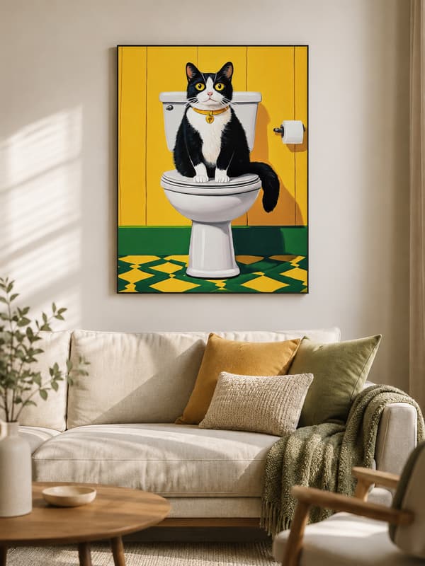 Maleri efter tal med ramme Billeder til maleri - Katteafslapning 40x50 cm
