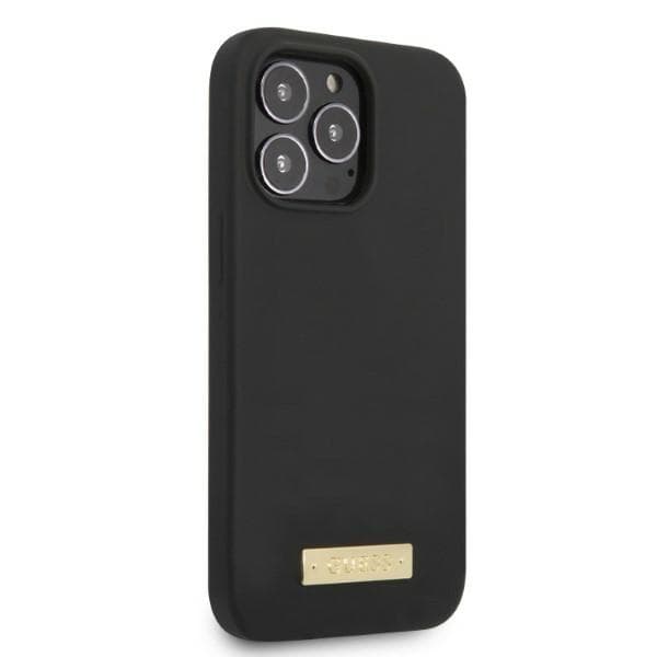 Guess GUHMP13XSPLK iPhone 13 Pro Max 6.7 sort/sort hårdt cover Silikone Logoplade MagSafe