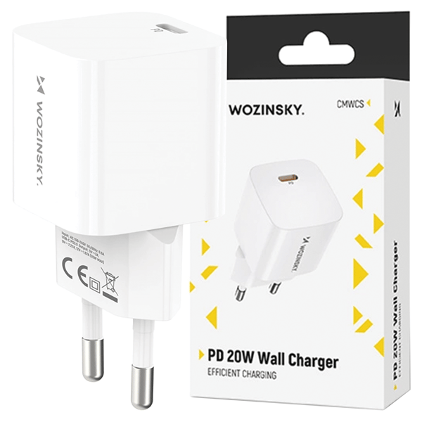 Wozinsky CMWCS USB-C PD 20W Vægoplader - Hvid