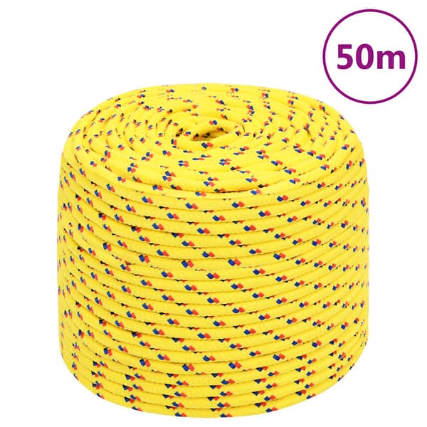 vidaXL Segelrep, Gul, 6 mm, 50 m, Polypropylen