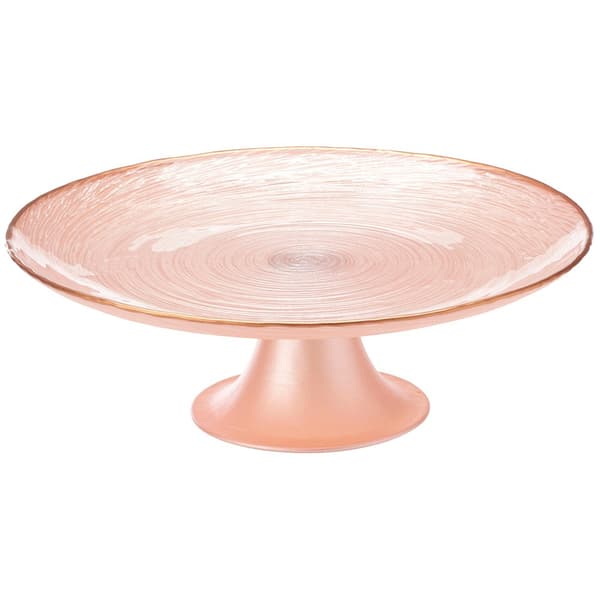 Fotad glaskakfat rosa 21 cm