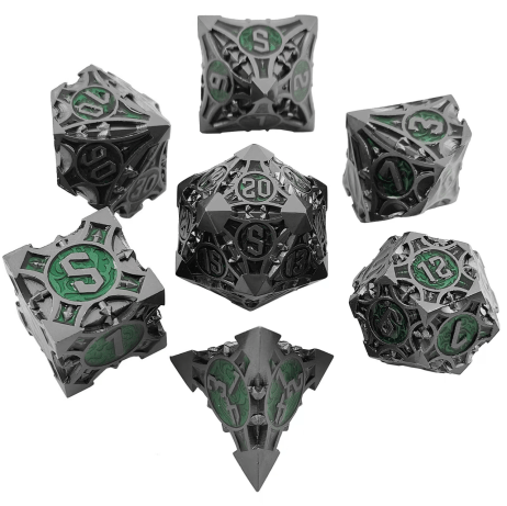 Toxic Portal RPG-tärningar, set med 7 metalltärningar