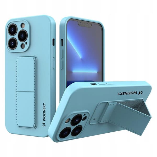 Wozinsky Kickstand Cover iPhone 13 mini silikone cover med stativ lyseblå