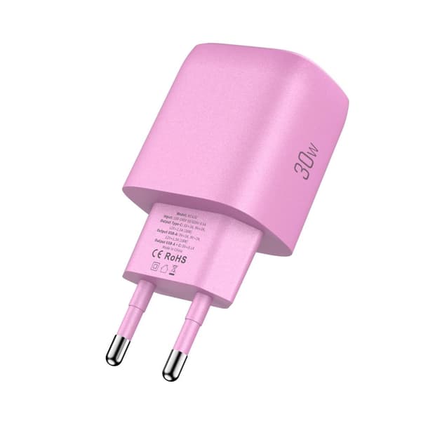 Tech-Protect NCA30 PD 30W QC3.0 USB-A / USB-C Vægoplader - Pink