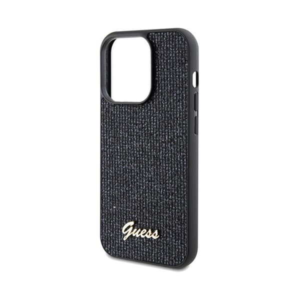 Guess Disco Metal Script - iPhone 14 Pro Max -suojakuori (musta)
