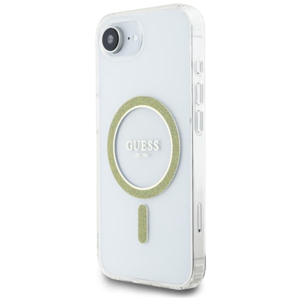 Guess IML Glitter Circle MagSafe-etui til iPhone 16e – klart