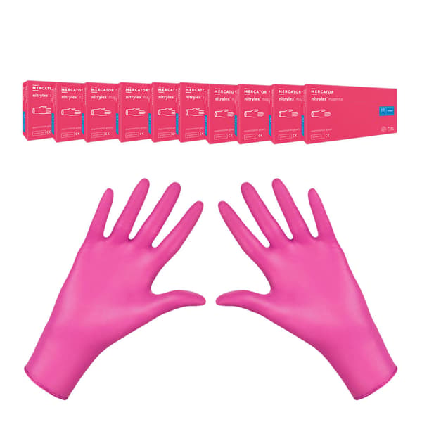 Nitrilhandsker M pink Mercator Nitrylex Magenta 100 stk. karton 10-pak