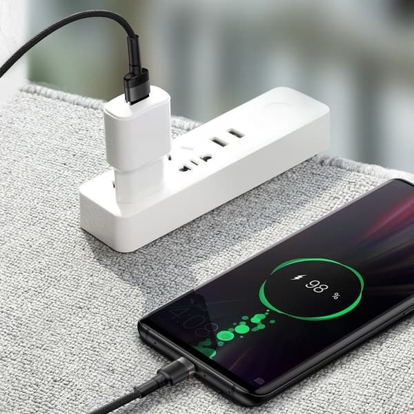Baseus Cafule Huawei SuperCharge USB-USB-C-kaapeli, QC 3.0, 5A 1m (musta-harmaa)