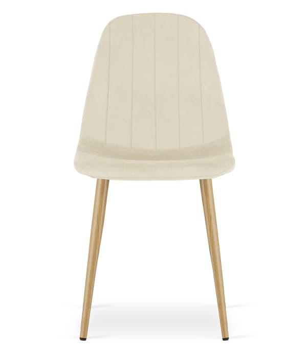PADVA stol - lys beige fløjl / ben i egetræ x 1
