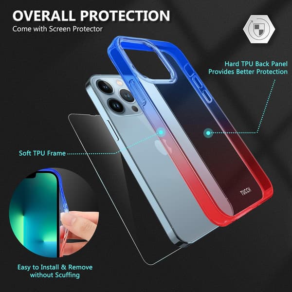 SKAL + HÄRDAT GLAS FÖR APPLE IPHONE 13 PRO BLÅTT SOLID SET