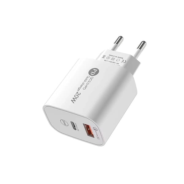 A6MaxL 20W USB-A USB-C vægoplader med 1m USB-C - Lightning-kabel - Hvid
