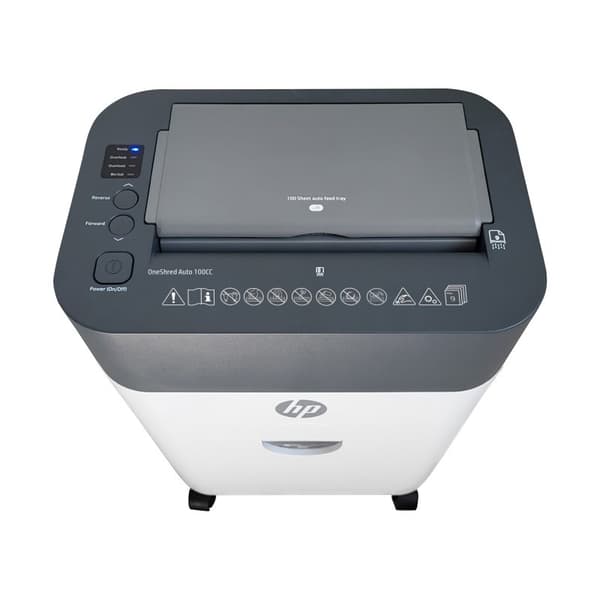 HP ONESHRED Auto 100CC papirmakulator, hvid og grå
