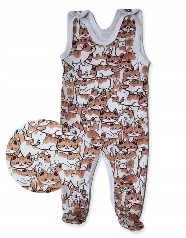 ÄRMDRAG 98 barnpyjamas ärmlös med KATTER