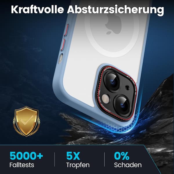 COVER TIL APPLE IPHONE 14 BLÅ TRANSPARENT BAGSIDER + MAGSAFE