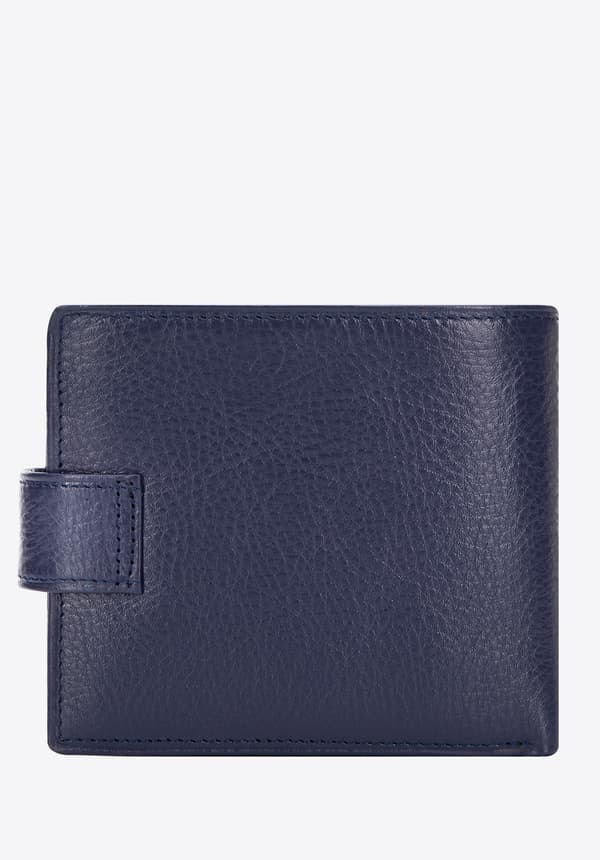 Wittchen Men's Leather Wallet with Snap Closure, Navy Blue, Natural Leather