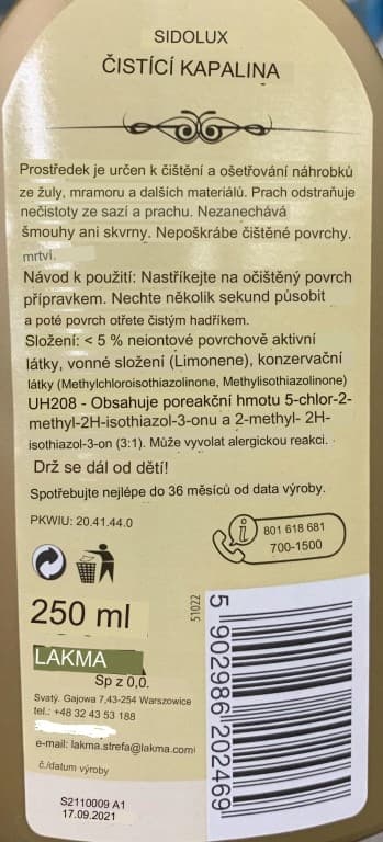 Rensevæske til gravsten og sten Sidolux 250ml