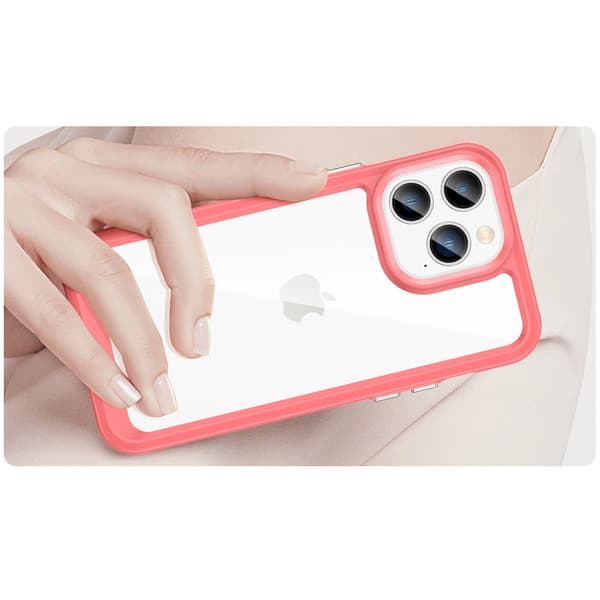 Outer Space-cover til iPhone 14 Pro med hårdt cover og gelramme, rød