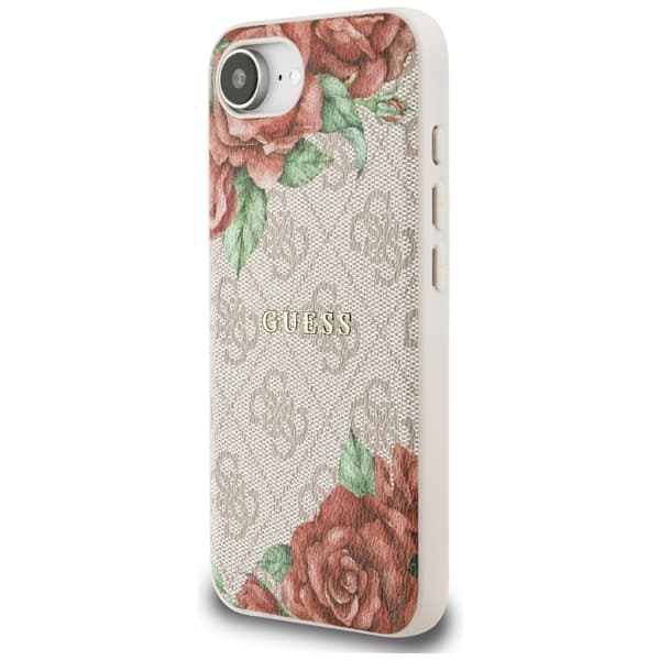 Guess 4G Blomsterprint MagSafe-cover til iPhone 16e i lyserødt