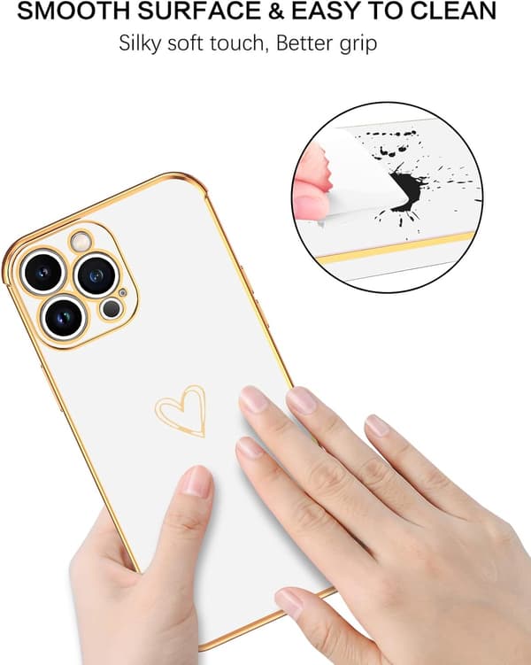 APPLE IPHONE 13 PRO SILIKONE ETUI HVIDGULD TILBEHØR HJERTE A2483