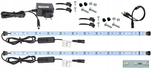 Akvarieovertræk 40x25 sort + LED-belysning HVID + BLÅ