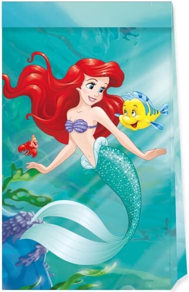 Havfrue Ariel Prinsesse Papirposer 4 stk