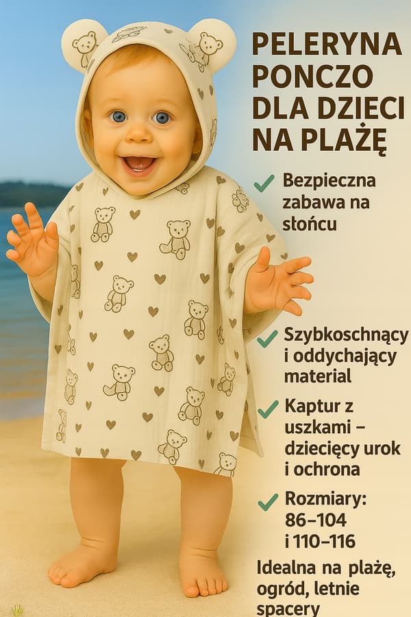 Barnens muslinkappa 86-104 strandponcho Amaranth