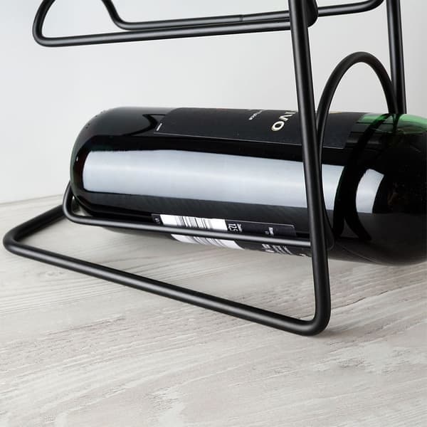 Sort metal vinstativ til 4 flasker 21x43 cm