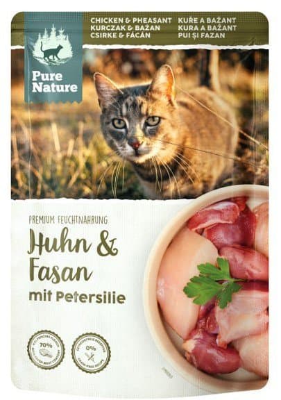 PURE NATURE KAT | Vådfoder til katte | 85 g pose - Voksen | Kylling med fasan 85 g