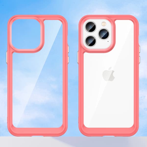 Outer Space-skal till iPhone 14 Pro med gelram, rött