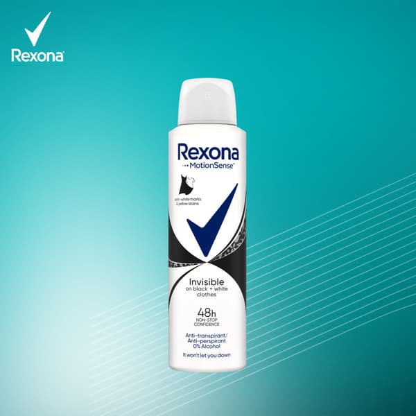 844857 Rexona Usynlig Sort og Hvid Spray