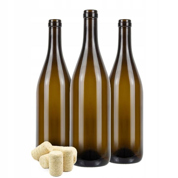 10x BURGUNDY 0,75L glasvinflaskor med kork