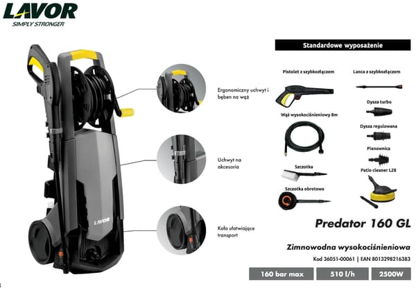 LAVOR PREDATOR 160 2500W 160BAR + TERASSI