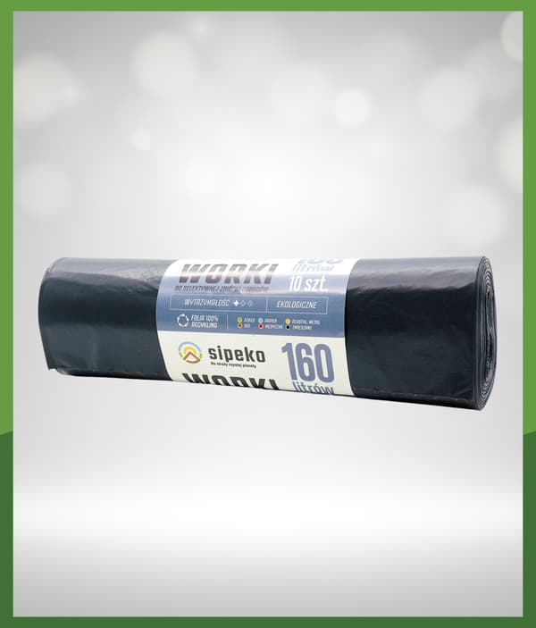 Jätepussit 160l musta LDPE, 10 kpl