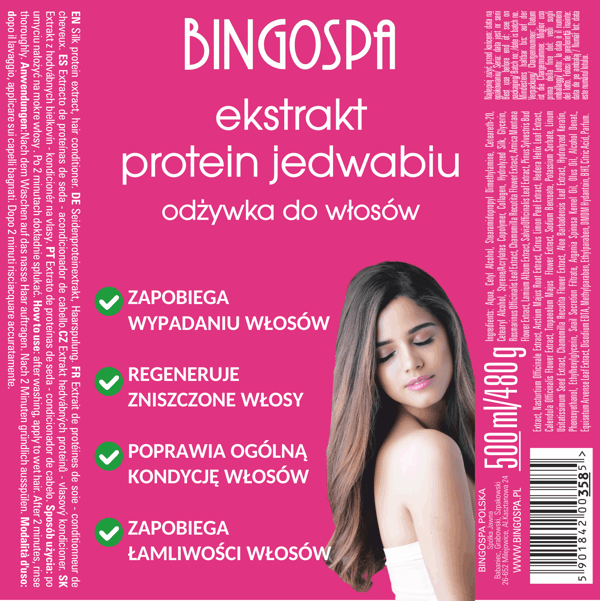BINGOSPA silkeproteinextrakt hårbalsam 500 ml