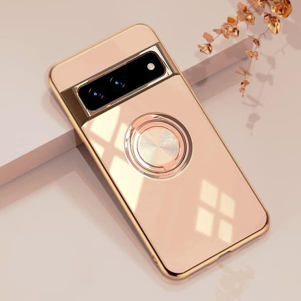 FODRAL TILL GOOGLE PIXEL 7 PRO PULVERROSA SILIKONBAKSIDA MED RING