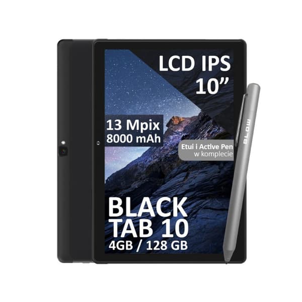 BLOW BLACKTAB10 -tabletti, 10.1", 4 Gt RAM, 128 Gt, 4G LTE, musta