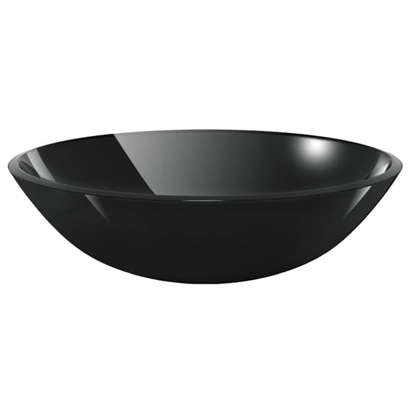 vidaXL håndvask med hane og prop, sort, hærdet glas
