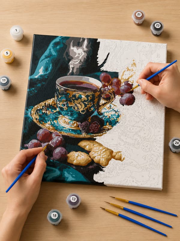 Maleri efter tal med ramme Billeder til maleri - Tyrkisk kaffe 40x50 cm