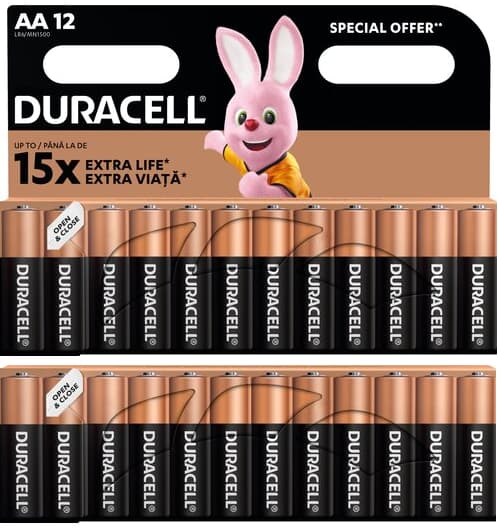 Duracell Extra Life LR6 AA alkaliska batterier 24 st.