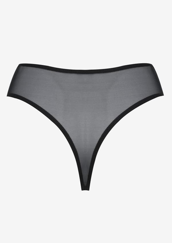 dame string i tyl med broderi og gylden glød Celeste Poupée Marilyn S sort