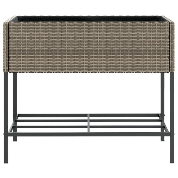 vidaXL Trädgårdskrukor med hyllplan, set om 2, grå, 90x40x75 cm, polyrotting