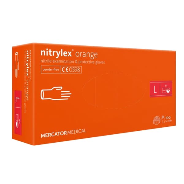 Mercator Nitrylex oranssit nitriilikäsineet L 100 kpl