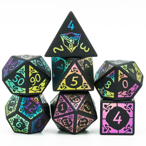 Labradorit RPG terninger sæt med 7 krystalterninger