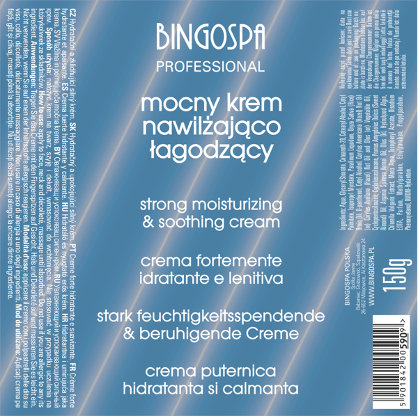 Bingospa Professionel Stærk Fugtigheds- og Lindrende Creme, Stor, 150g