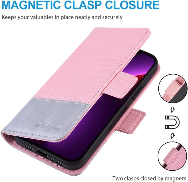 SKAL MED FLIK FÖR APPLE IPHONE 13 PRO MAX 6.7" ROSA GRÅ + 2X GLAS