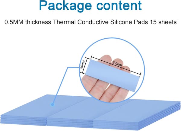 TERMISKE MUDDER I SILIKONE TIL SSD CPU GPU IC 66x19 1mm x 15 stk.