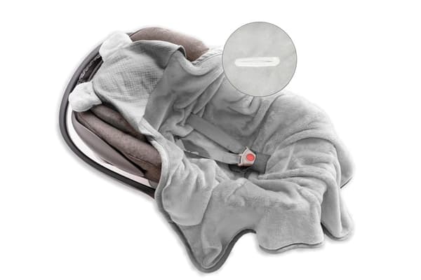 KOALA MUSLIN Tæppe med hætte 95x95 Grå