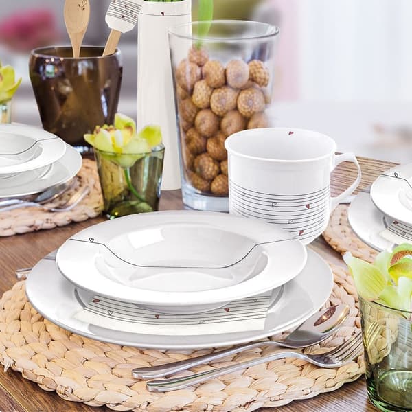 Flad porcelæns middagstallerken hvid hjerte 27 cm